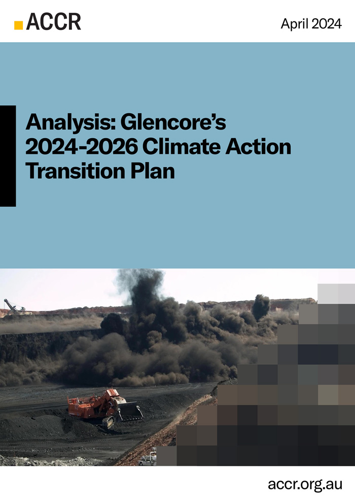 Cover page of the Analysis: Glencore’s 2024-2026 Climate Action Transition Plan publication.