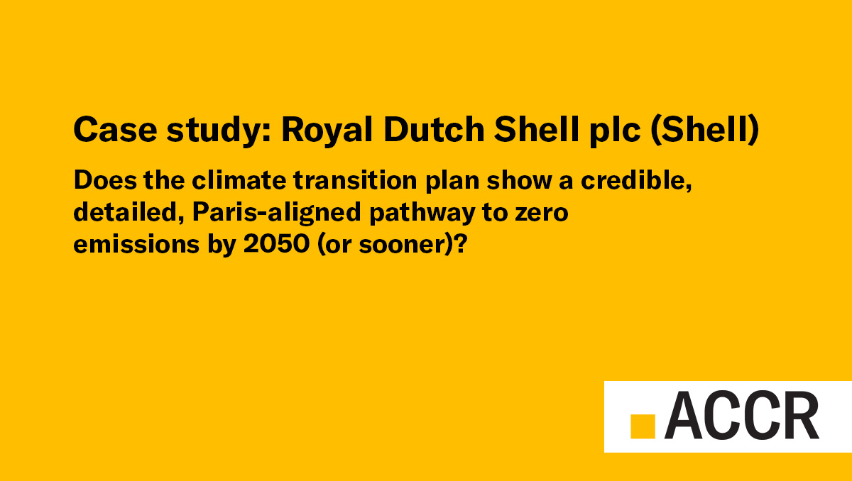 Cover page of the Case study: Royal Dutch Shell plc (Shell) publication.