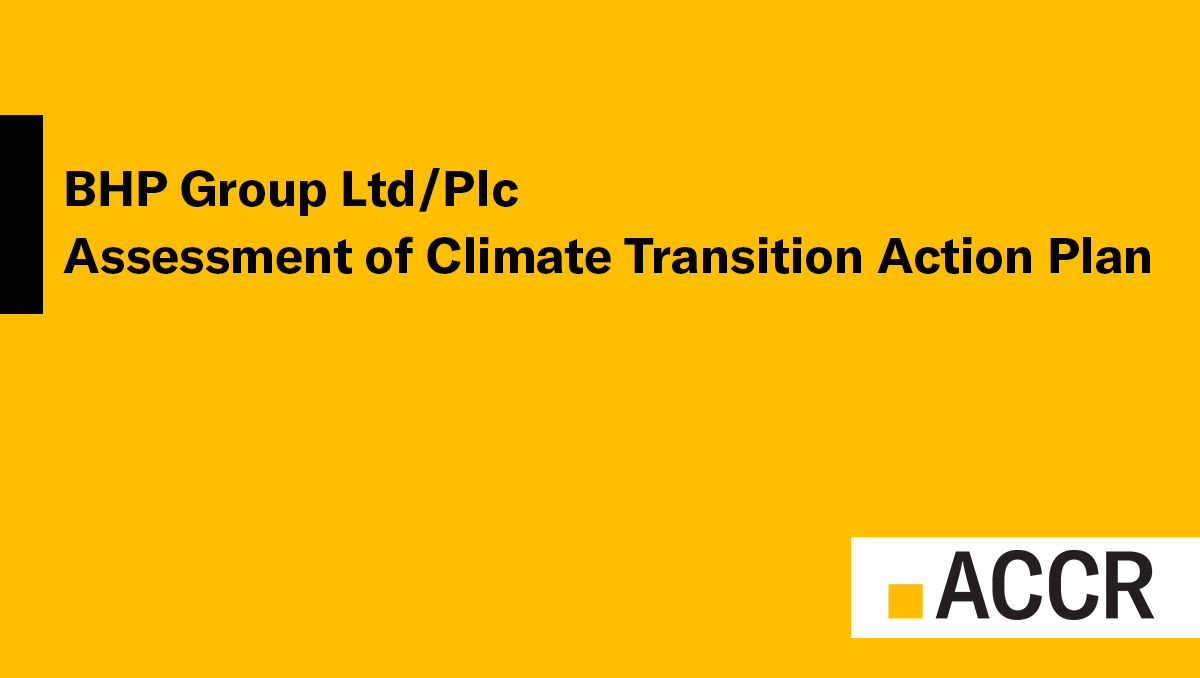 Cover page of the BHP Climate Transition Action Plan Analysis publication.