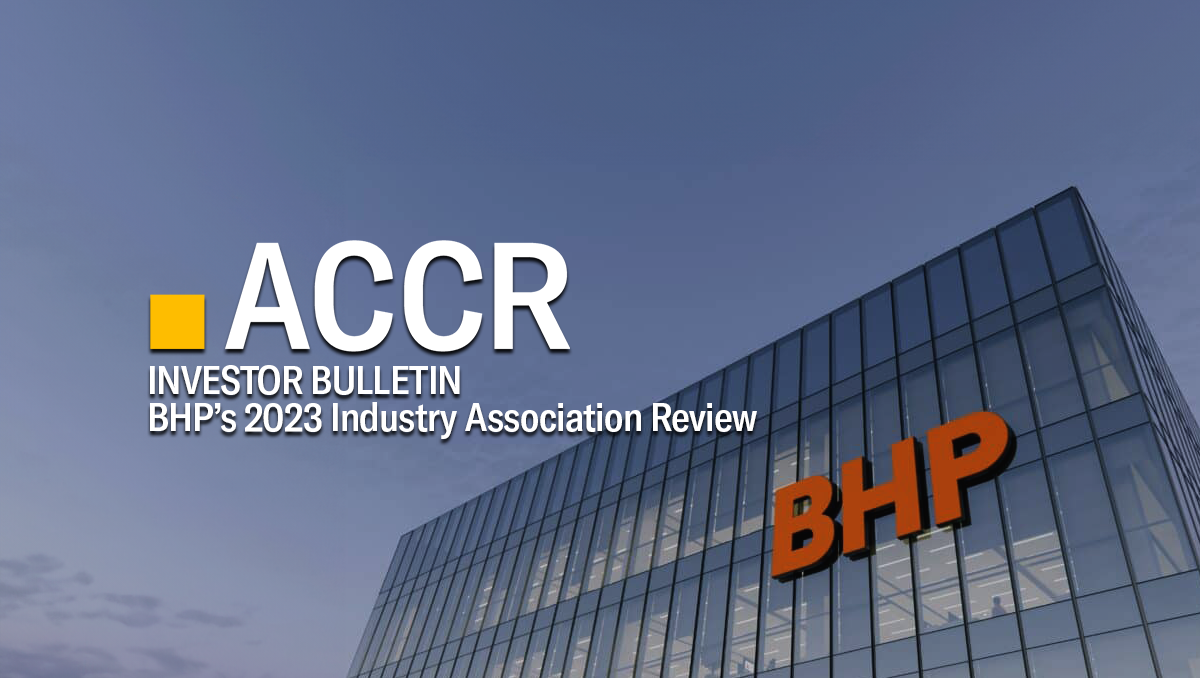Cover page of the Investor Bulletin: BHP’s 2023 Industry Association Review  publication.