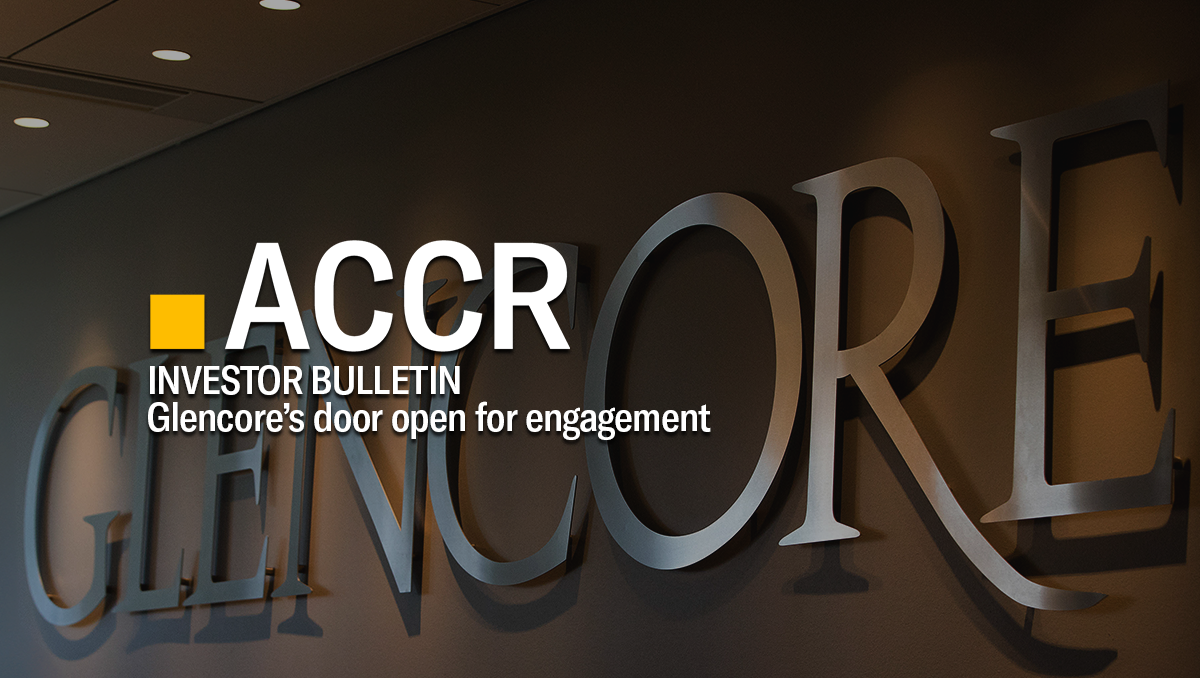 Cover page of the Investor Bulletin: Glencore’s door open for engagement publication.