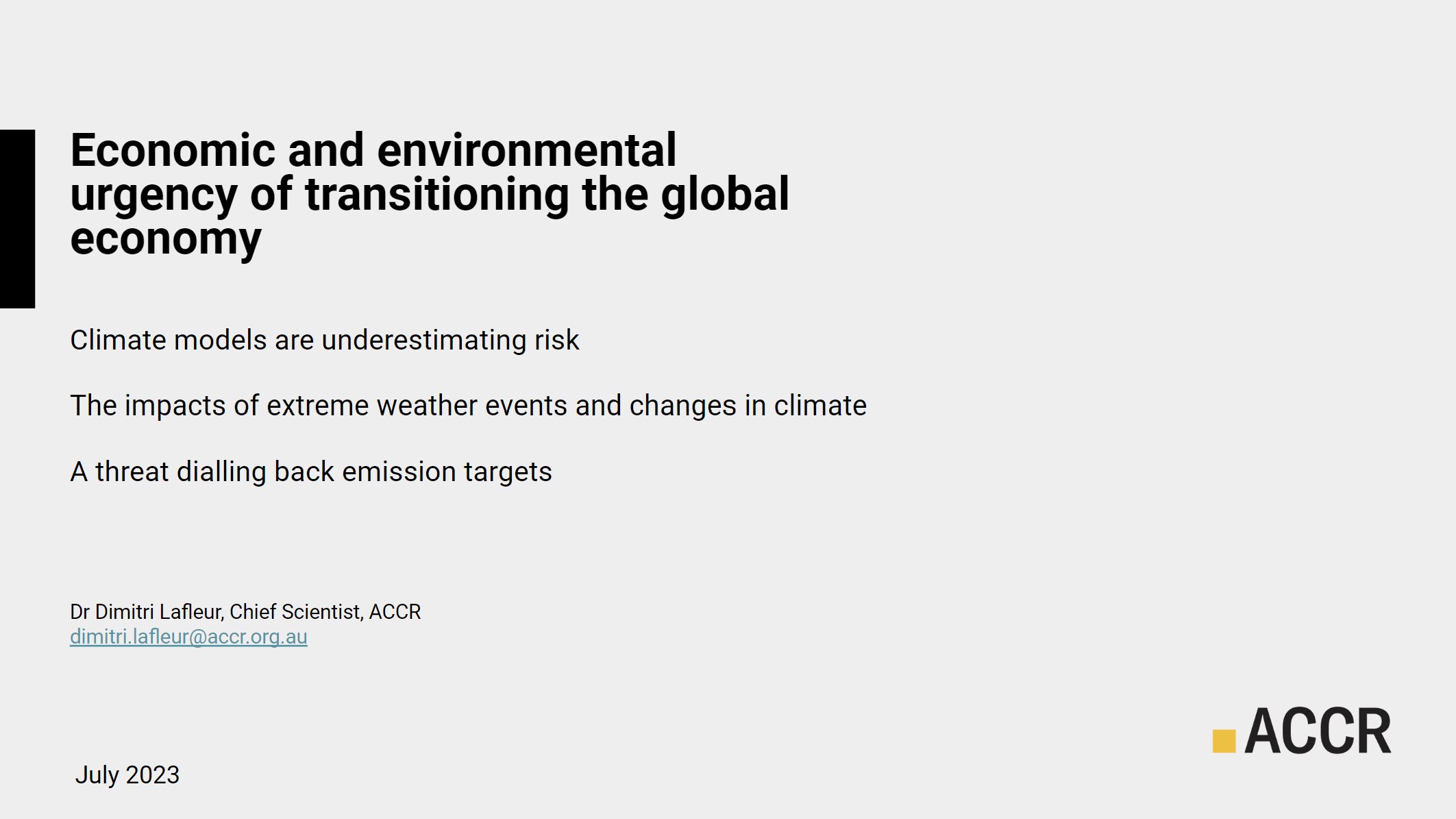 Cover page of the ACCR at Responsible Investment Standards & Expectations Webinar publication.