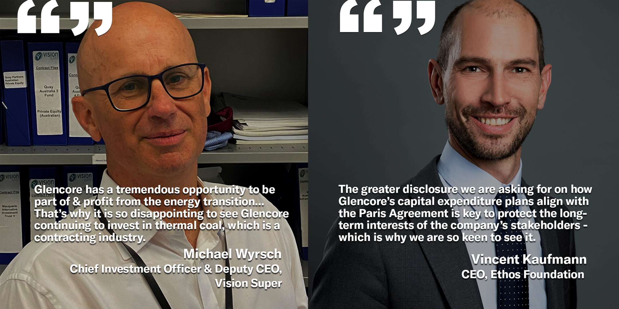 Two quotes about supporting the resolution from Vision Super & the Ethos Foundation