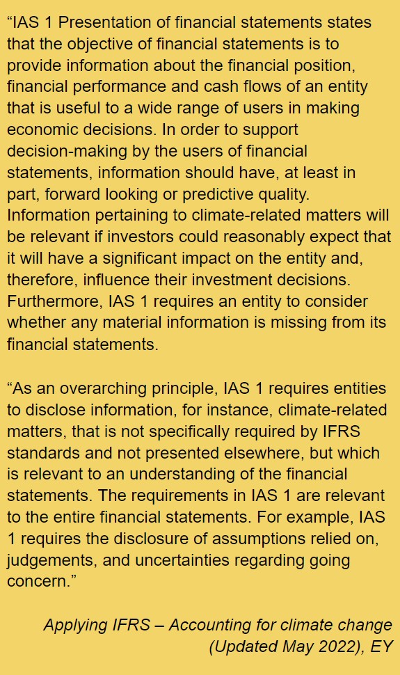 Information pertaining to climate-related matters will be relevant