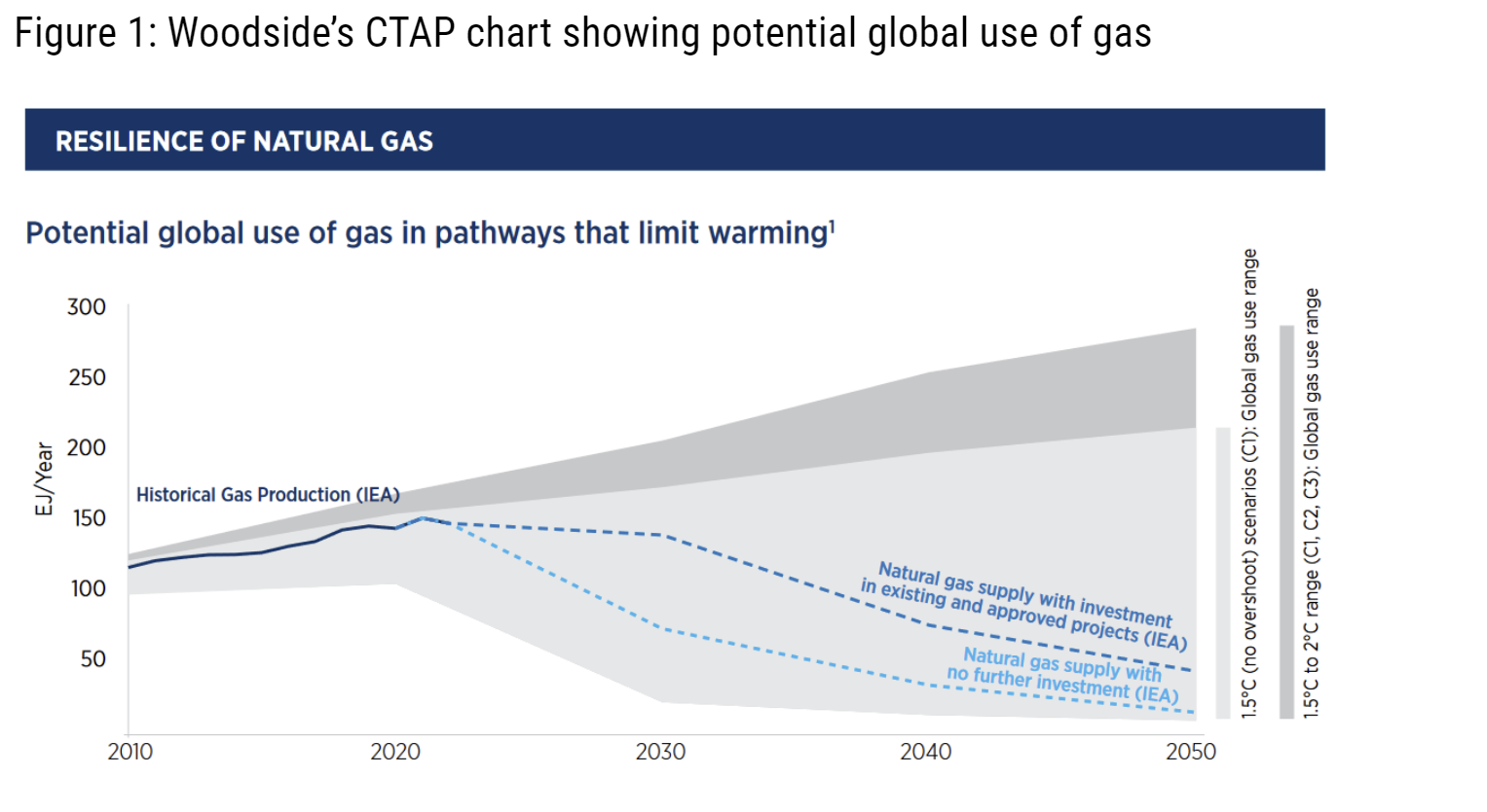 Woodside’s CTAP chart showing potential global use of gas