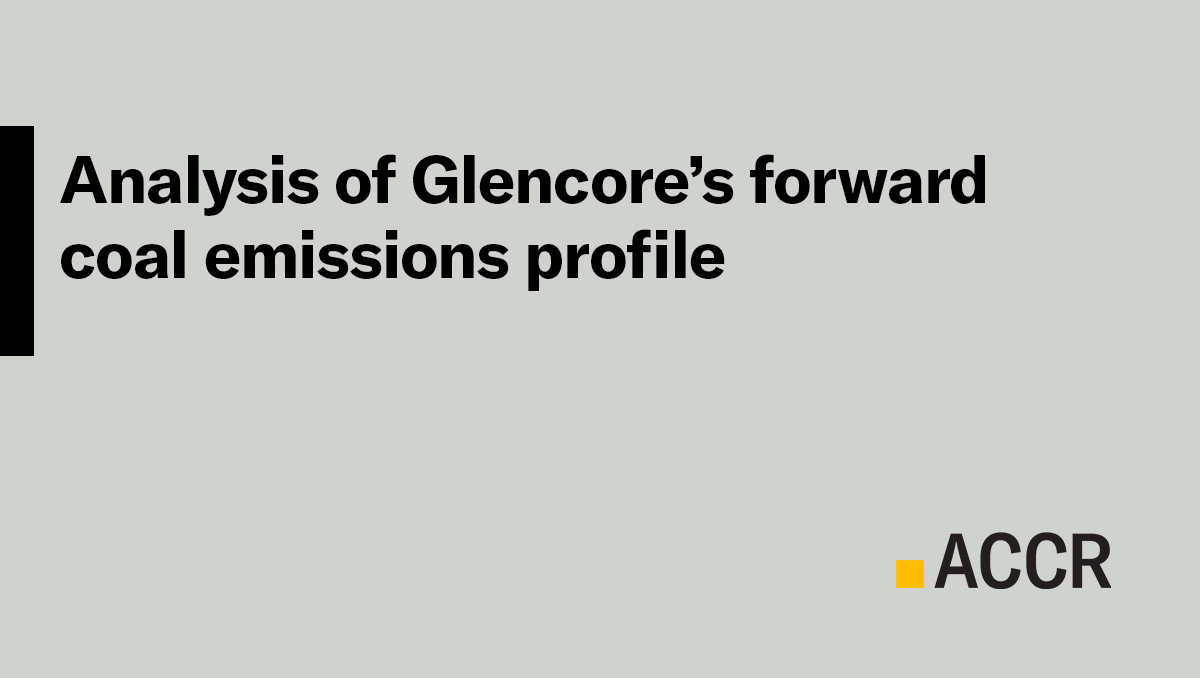 Cover page of the Analysis of Glencore’s forward coal emissions profile publication.