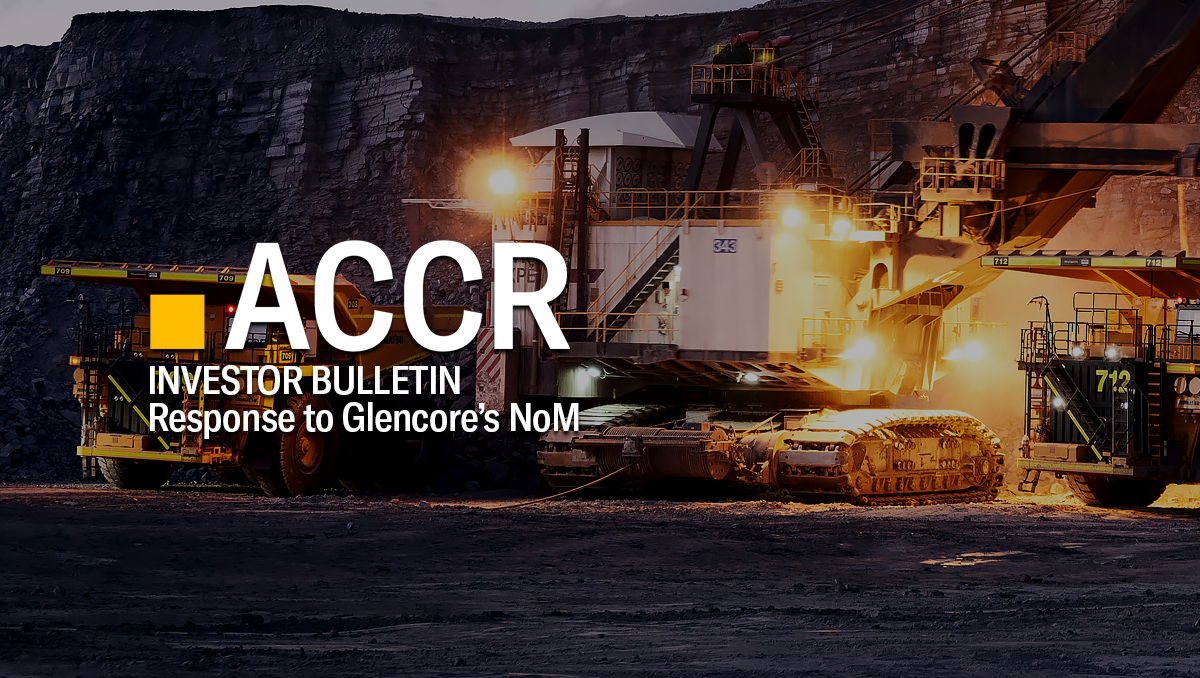 Cover page of the Investor Bulletin: Case for support of the Glencore thermal coal disclosure resolution publication.