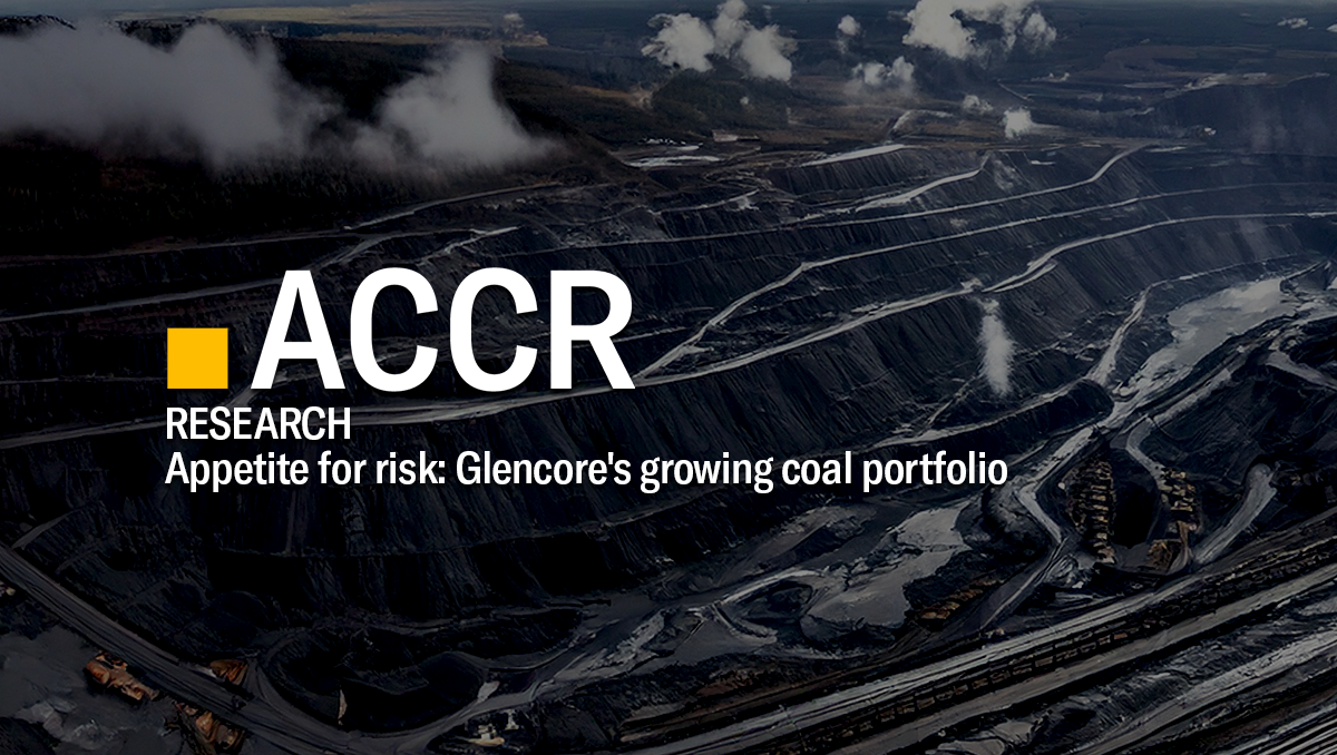 Cover page of the Appetite for risk: Glencore's growing coal portfolio publication.