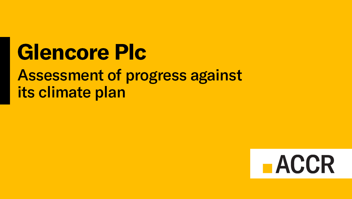 Cover page of the Glencore Plc: Assessment of progress against its climate plan publication.