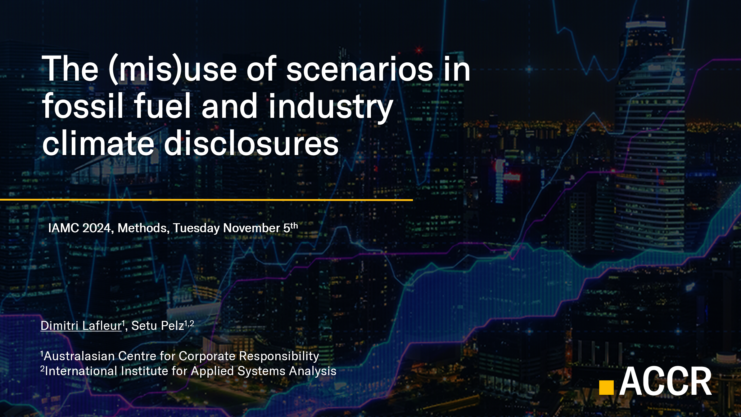 Cover page of the The (mis)use of scenarios in fossil fuel and industry climate disclosures publication.