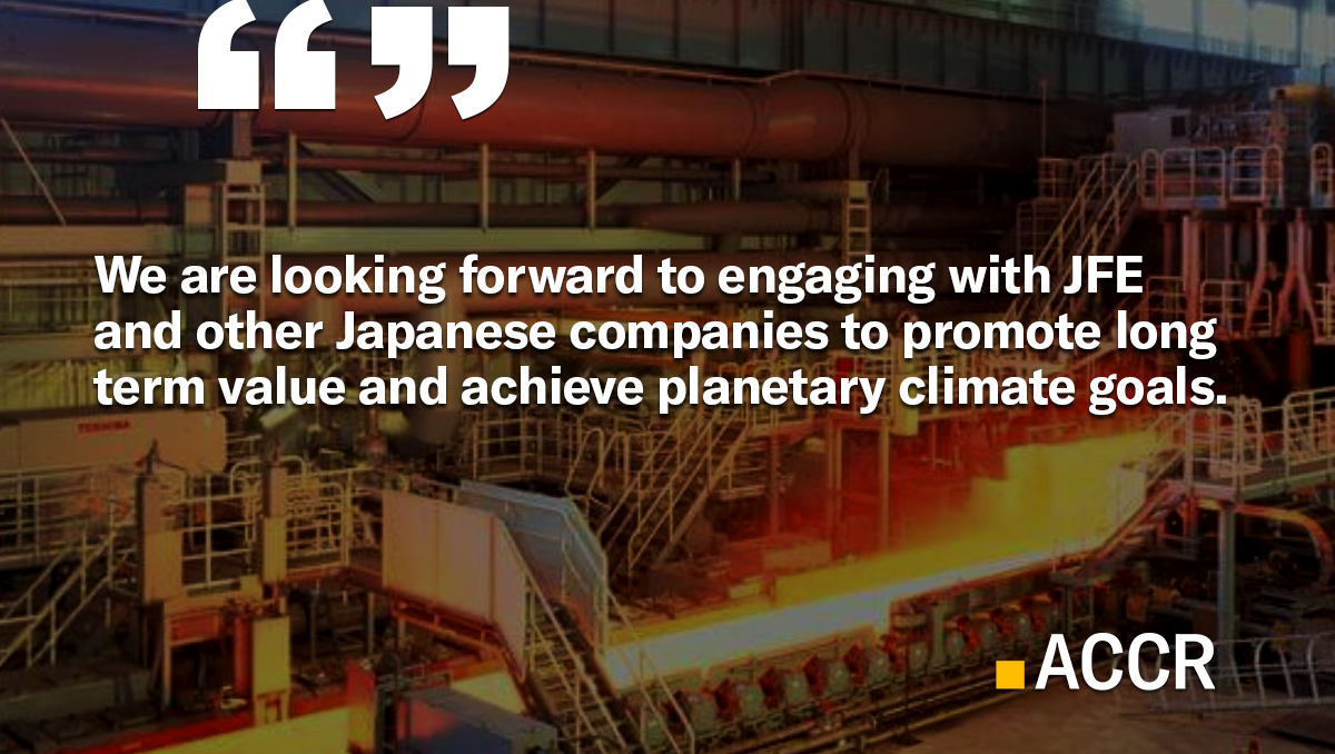JFE Holdings Shareholders Company’s New Climate Commitments ACCR
