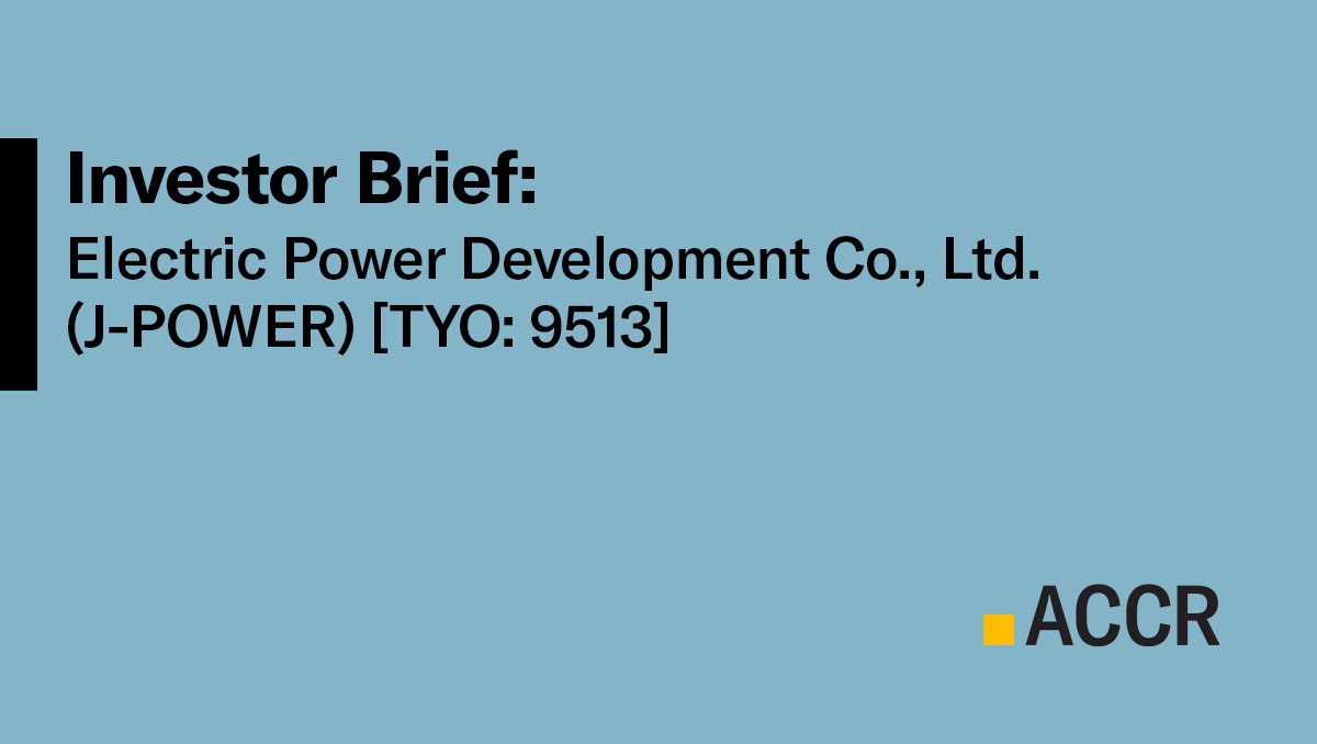 Cover page of the Investor brief: Electric Power Development Co. Ltd. (J-POWER) publication.