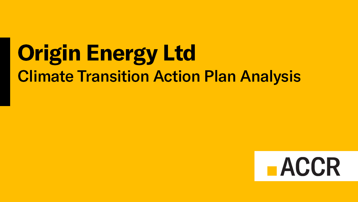 Cover page of the Origin Energy: Climate Transition Action Plan Analysis publication.