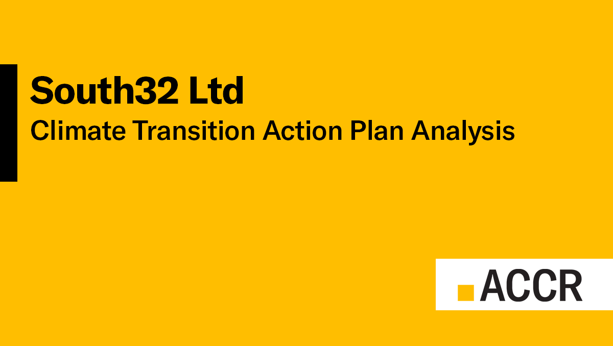 Cover page of the South32: Climate Transition Action Plan Analysis publication.