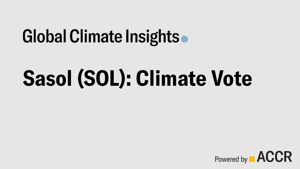 Cover page of the Sasol (SOL): Climate Vote publication.