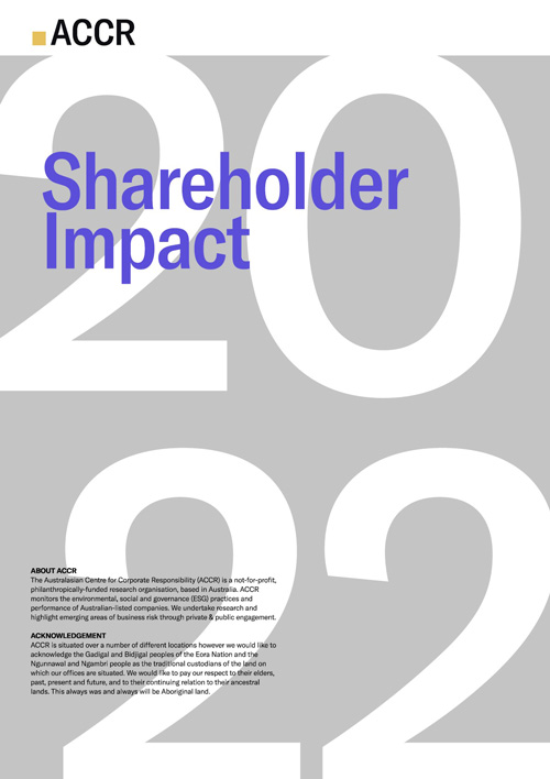 Cover page of the Shareholder Impact Report 2022 publication.