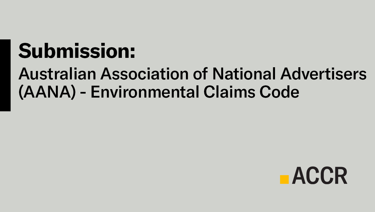 Cover page of the Submission: Environmental Claims Code publication.