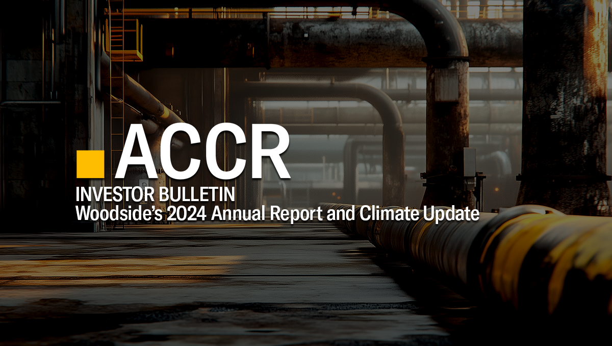 Cover page of the Investor Bulletin: Woodside’s 2024 Annual Report and Climate Update publication.