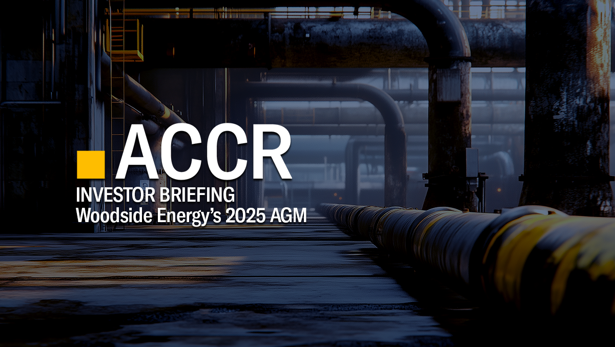 Cover page of the Investor Briefing: Woodside’s 2025 AGM publication.